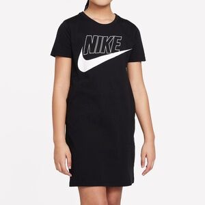 Nike Girl/Teen Black White Sporty Athleisure Short Sleeve T-Shirt Dress Size S